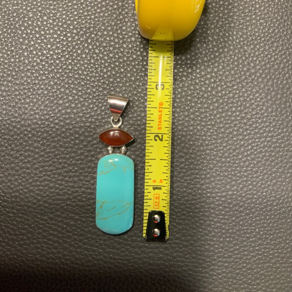 Taxco MEXICO 925 Sterling Silver signed HOB Designer Turquoise Pendant/stone